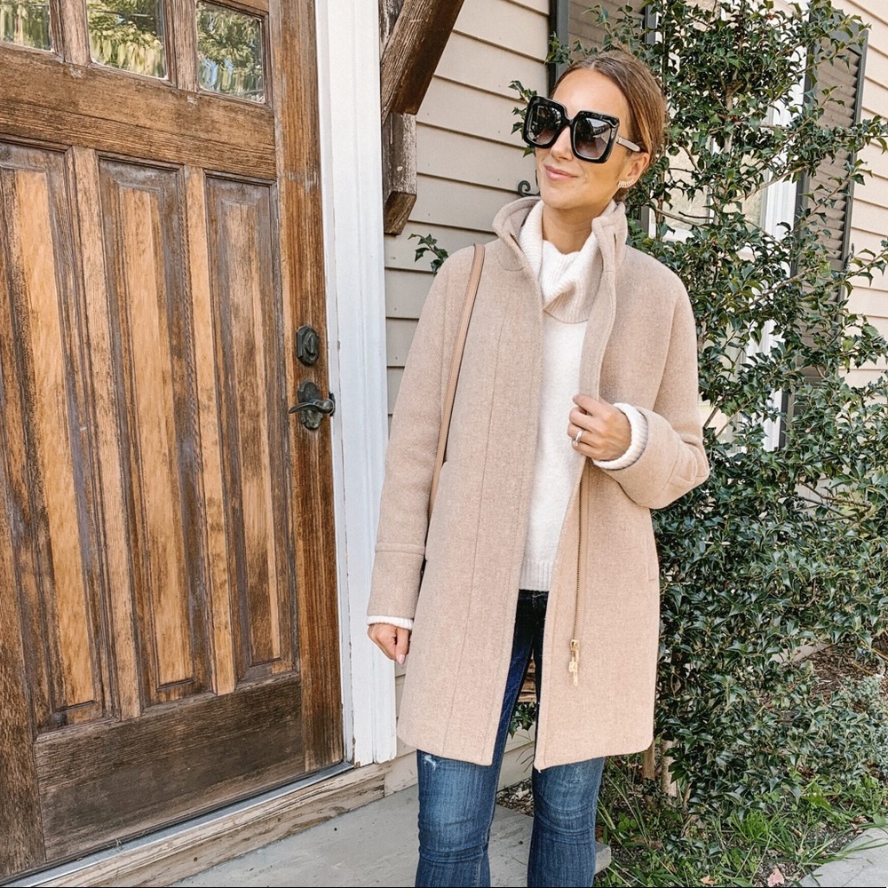 J.Crew BNWOT Tan Stadium Wool Cocoon Coat Size 0